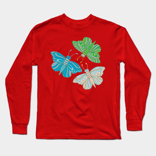 BOHO BUTTERFLIES with Retro Groovy Hippie Psychedelic Wings - UnBlink Studio by Jackie Tahara Long Sleeve T-Shirt by UnBlink Studio by Jackie Tahara